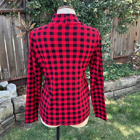 Croft & Barrow Essential Long Sleeve Mockneck Red Plaid Top Women's Small - Picture 4 of 7